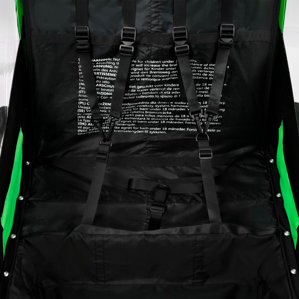 2-in-1 Kids Bicycle Trailer & Stroller Green and Grey